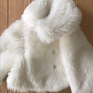 Janie and Jack winter white faux fur coat